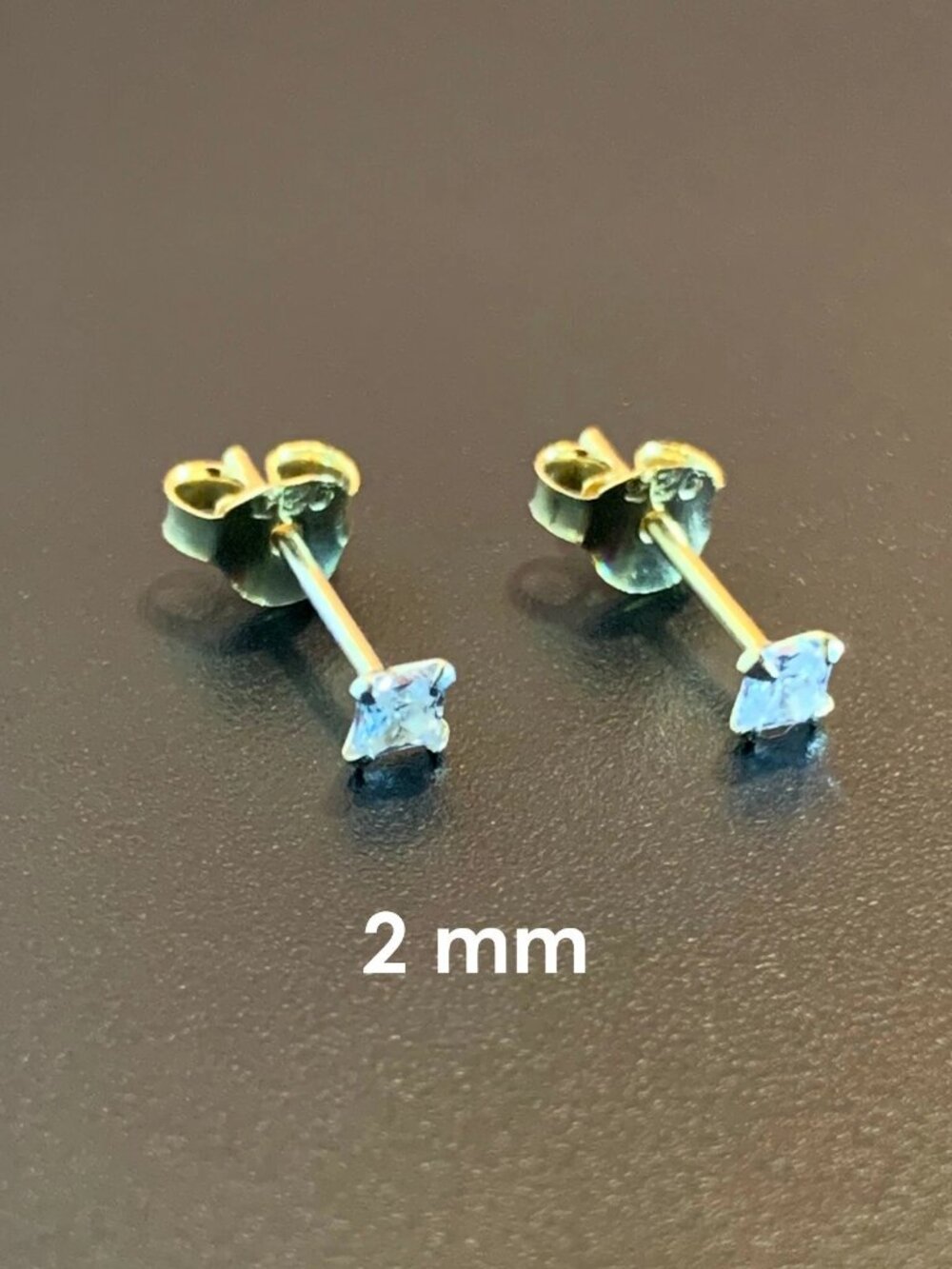 Gold Plated Sterling Silver Square Sparkle Stud Earrings